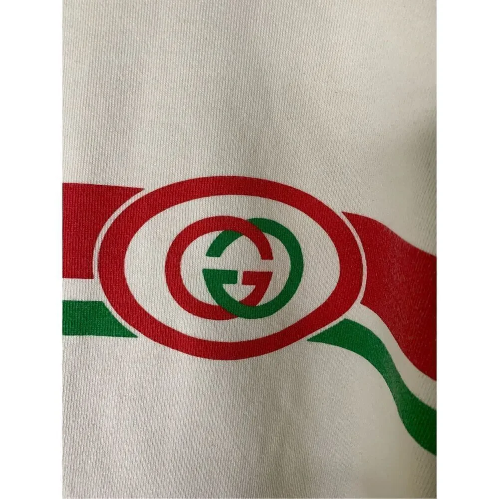 Gucci Striped GG Interlocking logo sweatshirt white men's size large